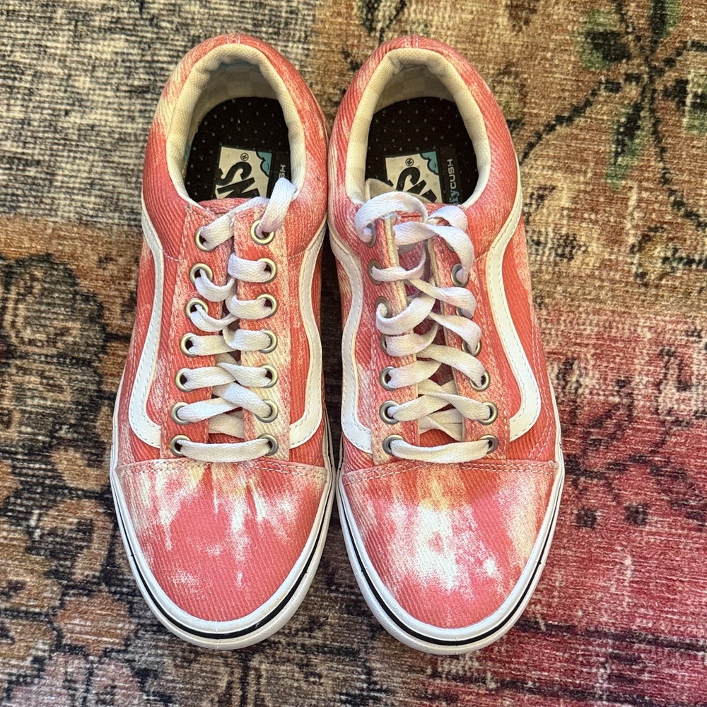 Vans Coral and White Canvas Sneakers